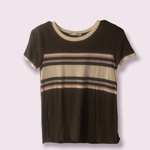 army green pink blue and white striped cute t shirt size small